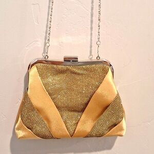 Purse for on the Town in Gold with Silver Chain